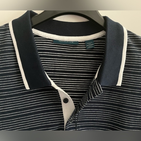 Perry Ellis 100% Cotton Short Sleeve Knitted Stripe Polo sz XXL - Picture 7 of 15